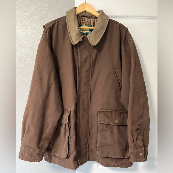 Vtg Cabelas Duck Canvas Chore Jacket Coat Mens Medium Farm Trucker Flannel Lined - Picture 1 of 16